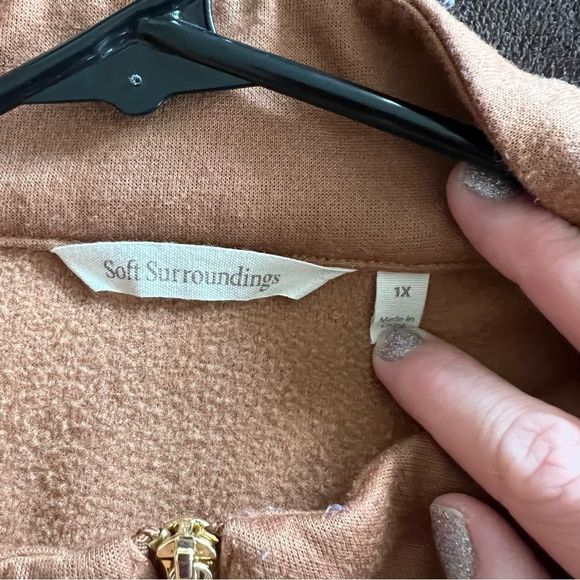 Soft Surroundings Hazelnut Brown Quarter Zip Marlowe Pullover Sweatshirt size 1X - Picture 6 of 8